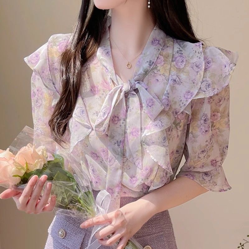 Floral Bowknot Chiffon Women's - Romper Floral Print recension och pris