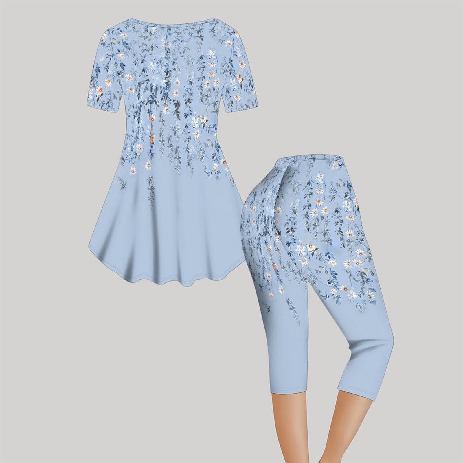 2pcs Vintage Print Two Piece S - Romper Floral Print recension och pris